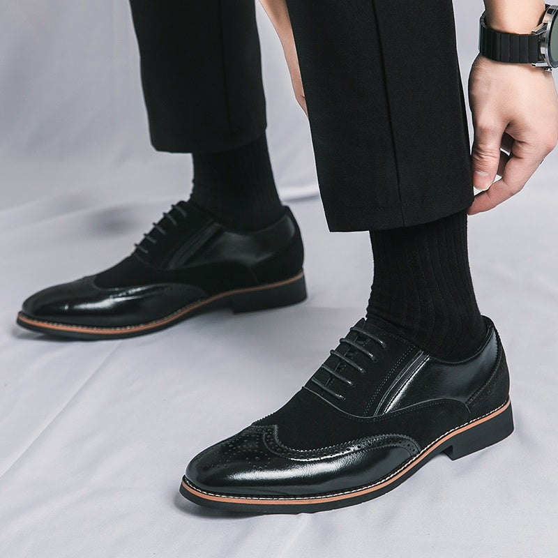 Men'S Dress Shoes Leather Classic Formal Men Oxfords Retro Derby Oxford