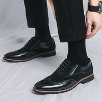Men'S Dress Shoes Leather Classic Formal Men Oxfords Retro Derby Oxford