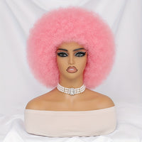 Short Afro Wigs For Women Blonde 10 Inch Afro Curly Wig With Bangs 70s Large Bouncy Soft Synthetic Female Wigs For Party Cosplay