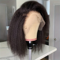 Kinky Straight Short Bob Wig 10-16 - HD Transparent 13x4 Lace Frontal, Glueless Swiss Lace - Pre-Plucked, High Density Natural Hair for Women