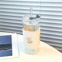 4/6/8pcs Square Glass, Bpa-Free, High Borosilicate Material 13Oz Capacity Coffee Cups, Suitable for Office, Home, Travel Drinkware, Gifts for Her, Easter And Wedding Gift