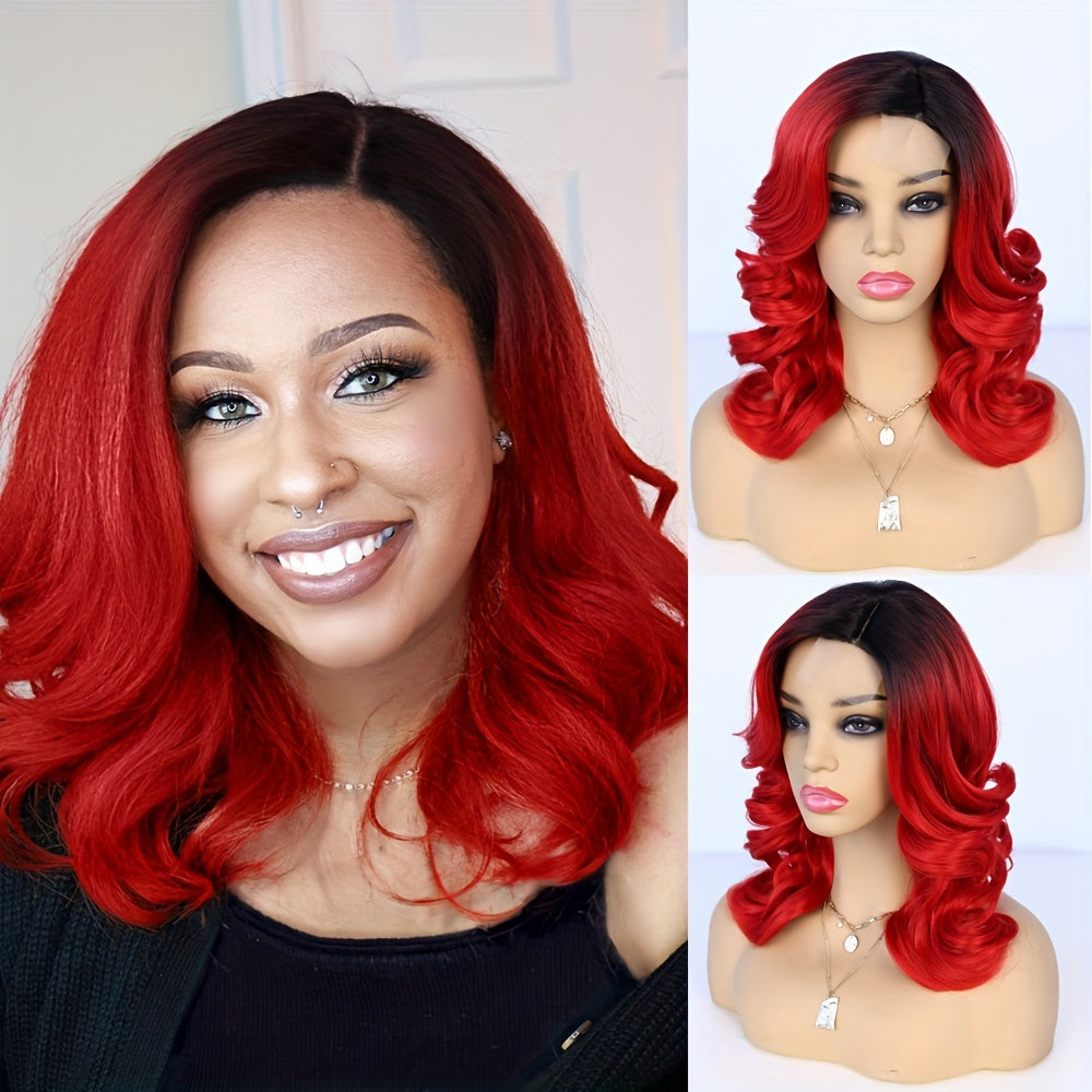 [130% Density Heat Resistant Wig] Chic Bob Wig for Women - Loose Curly, Side Part, Synthetic Lace Front in Black & Brown, 130% Density, Heat Resistant, Perfect for Cosplay & Daily Wear, Short Wig, Perruque