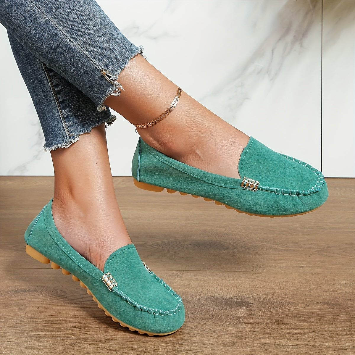 [Comfortable Loafers] Comfortable Round Toe Loafers | Women's Solid Slip On Shoes, Women's Footwear