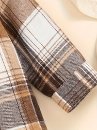 Boy's Casual Plaid Button-Up Shirt & Ripped Imitation Denim Pants Set - Cozy Polyester, Non-Transparent, Perfect for Fall/Winter, Perfect for Outdoor