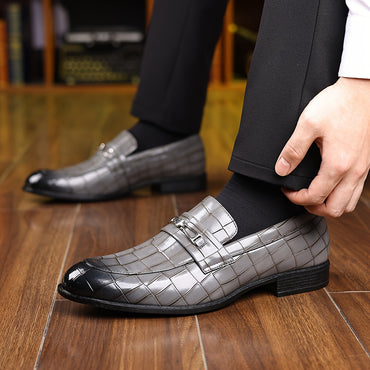 Plus Size Men's Trendy Color Block Slip On Business Style Dress Shoes, Comfy Non Slip Rubber Sole Casual Office Shoes, Men's Footwear