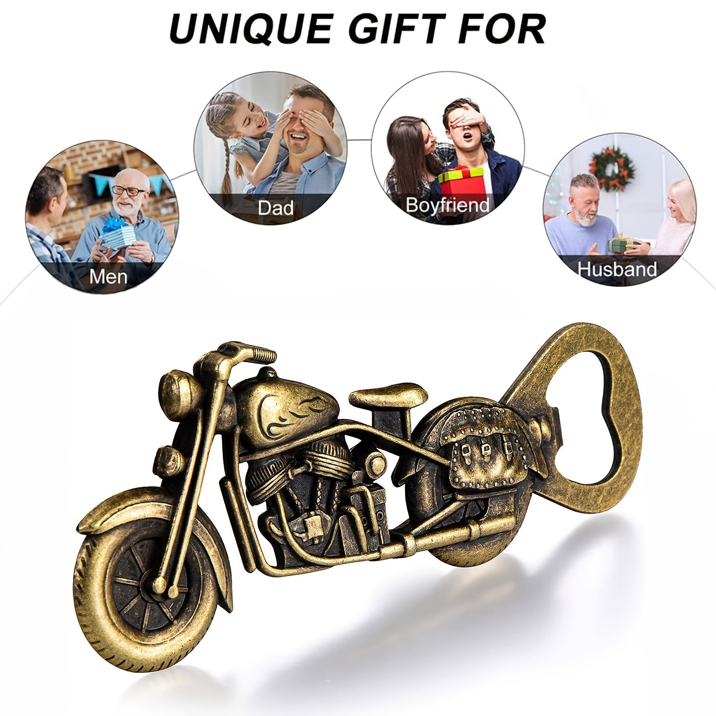 1pc Golden Motorcycle Bottle Opener - Perfect Gift for Beer Lovers and Men -  5 Inches/2 Inches/0.3 Inches - 3 Ounces -  Unique Design -  Durable Metal Construction -  Ideal for Parties & Home Bars