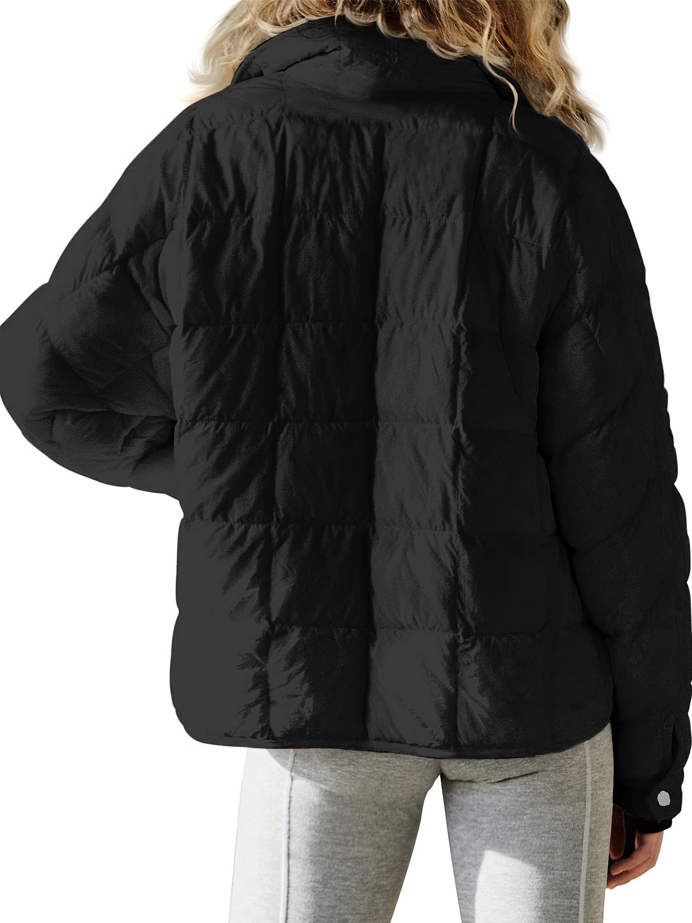 Zip Up Solid Coat, Casual Long Sleeve Winter Warm Versatile Outerwear, Women's Clothing