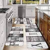 2/3pcs Farmhouse Style Kitchen Mats, Wooden Board Mats, Flannel Material Stain Resistant, Non-slip, Soft and Comfortable, Easy to Clean, Machine Washable Knitted Polyester, Suitable for Bedroom, Living Room, Dining Room, Kitc