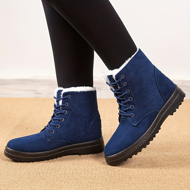 [Winter Snow Boots] Slip-Resistant & Plush Lined Women's Winter Snow Boots | PU Sole, Lace-Up Closure, Cushioned Insole - Cold Weather Boots for Everyday & Formal Outfits - Extended Sizes up to US Women's 44 (EU 43) - Black B