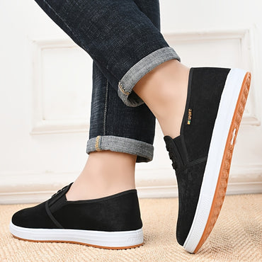 Comfy Tai Chi Kung Fu Slip-On Shoes - Men's Canvas Shoes with Non-Slip Durable Rubber Sole, Breathable Canvas Upper, and Soft Insoles for Comfortable Walking and Martial Arts Training - Ideal for Men's Footwear and Fitness En