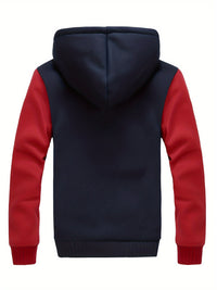 Men'S Winter Thick And Padded Warm Zip Up Hooded Jacket