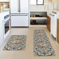 2pcs/set Sm:)e Flowers Bohemia Kitchen Mats, Daily Boho Home Decor Low-Profile Kitchen Rugs For Floor - 17x29 Inches And 17x47 Inches