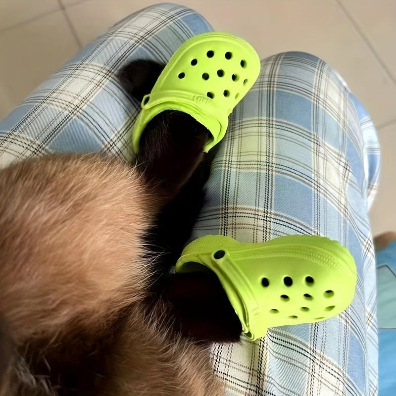 2pcs/set Pet Breathable And Comfortable Cat Shoes, Cute Puppy Sandals, Candy Color, Summer Outdoor Anti-slip, Anti-scratch, Durable Bite Dog Boots For Small Cats And Dogs Gifts Supplies