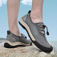 [Breathable Men's Sandals] Comfy Breathable Men's Sandals - Solid Color Slip On Adjustable Buckle Shoes - Non Slip Rubber Sole Durable Beach Water Shoes for Summer