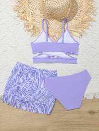 3pcs Fashionable Girls Bikini Swimwear Set - Comfortable, Quick-Dry Bathing Suit with Adjustable Straps - Perfect Sun-Ready Summer Clothes for Beach Vacations
