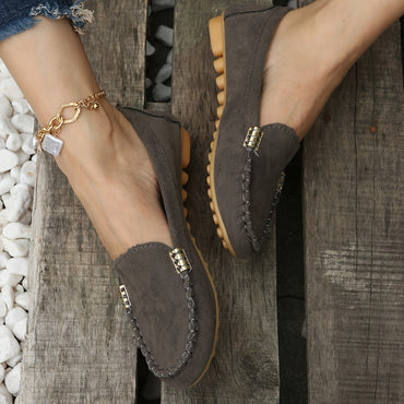 [Comfortable Loafers] Comfortable Round Toe Loafers | Women's Solid Slip On Shoes, Women's Footwear