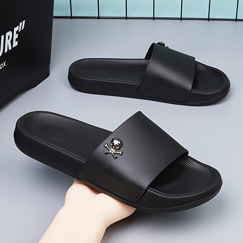 Men's Solid Colour Simple Style Open Toe Breathable Slippers, Comfy Non Slip Casual Soft Sole Slides, Men's Footwear