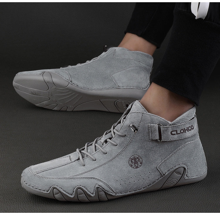 [CLOHOO Boots] CLOHOO Brand Men's Pig Short Boots | Preppy Style, Round Toe, Solid Color, Elastic Closure, Lining | England Scene, Spring, Fall, Winter, Summer