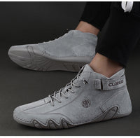 [CLOHOO Boots] CLOHOO Brand Men's Pig Short Boots | Preppy Style, Round Toe, Solid Color, Elastic Closure, Lining | England Scene, Spring, Fall, Winter, Summer