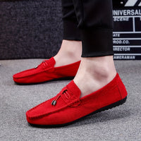 Men's Solid Color Slip On Tassel Loafer Shoes, Comfy Non Slip Casual Durable Rubber Sole Lightweight Walking Shoes, Men's Footwear
