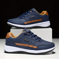 [Lightweight Running Shoes] VanWeir Men's Lightweight Running Shoes | Navy Blue & White, Stability Lace-Up Sneakers with MD/TPR Sole, Breathable Fabric Lining for Outdoor Sports, Hiking & Casual Wear