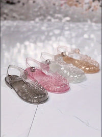 Women's Jelly PVC Sandals, Closed Toe Hollow Out Ankle Buckle Strap Shoes, Casual Beach Summer Slingback Sandals