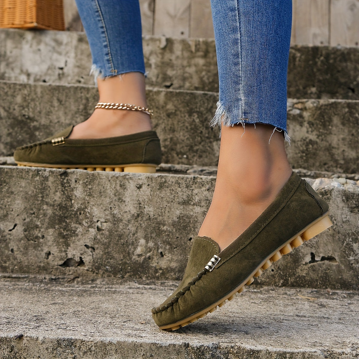 [Comfortable Loafers] Comfortable Round Toe Loafers | Women's Solid Slip On Shoes, Women's Footwear