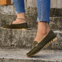 [Comfortable Loafers] Comfortable Round Toe Loafers | Women's Solid Slip On Shoes, Women's Footwear