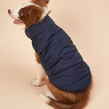 1pc Solid Color Dog Winter Warm Coat Thickened Padded Pet Jacket Soft Comfortable Dog Clothes For Cold Weather