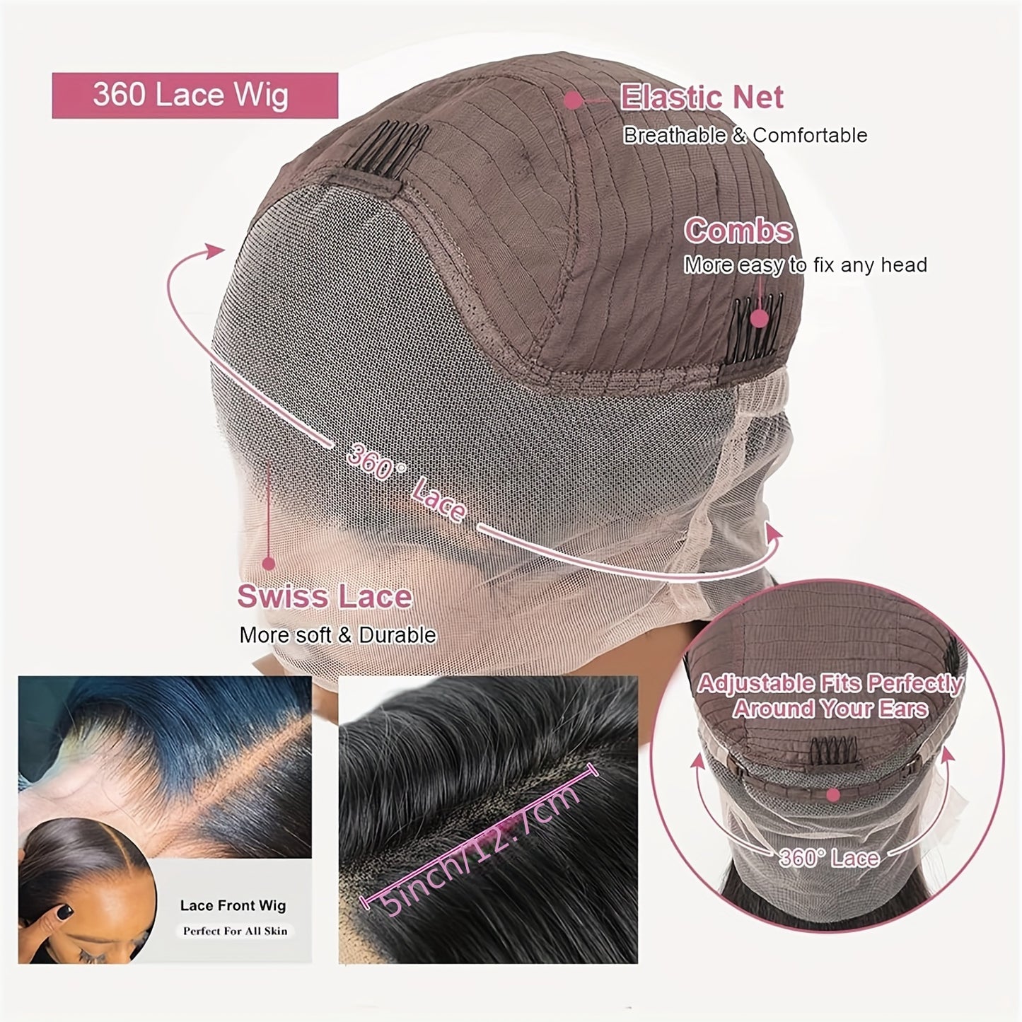 360 Lace Front Wigs Pre Plucked 150% Density Human Hair 360 HD Lace Frontal Wigs Body Wave Wig For Women With Baby Hair Natural Color (16-34 Inch, Natural Color)