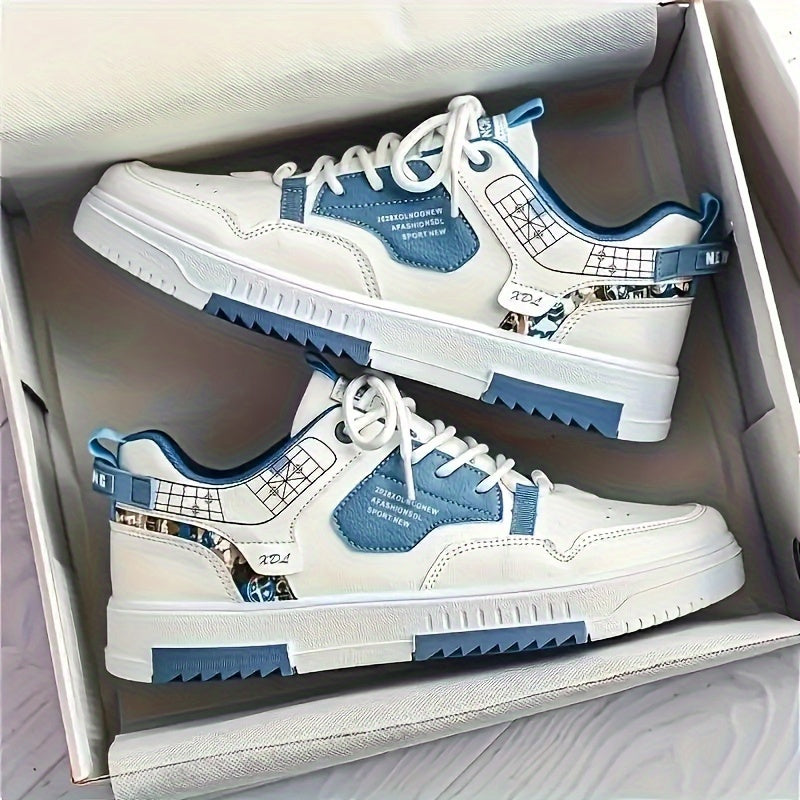Men's Trendy Skate Shoes, Graphic Print Non-Slip Sneakers, Men's Footwear