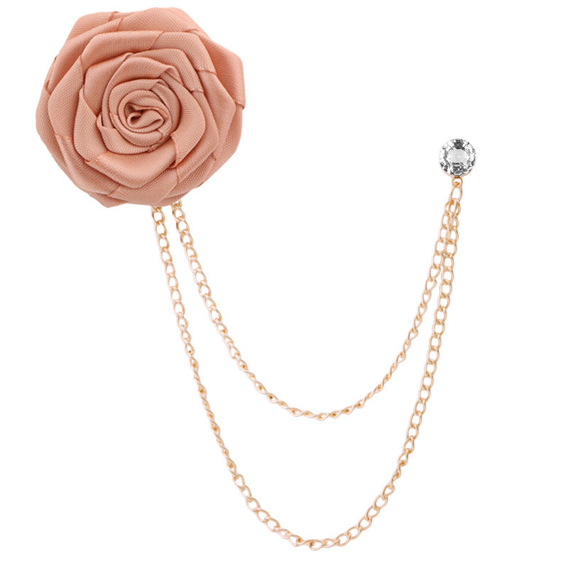 Men's Wedding Ceremony Groom Brooch - Handmade Rose Chain Brooch - For Grooms - Perfect for Wedding Occasions - Ideal Gift for Weddings & Anniversaries