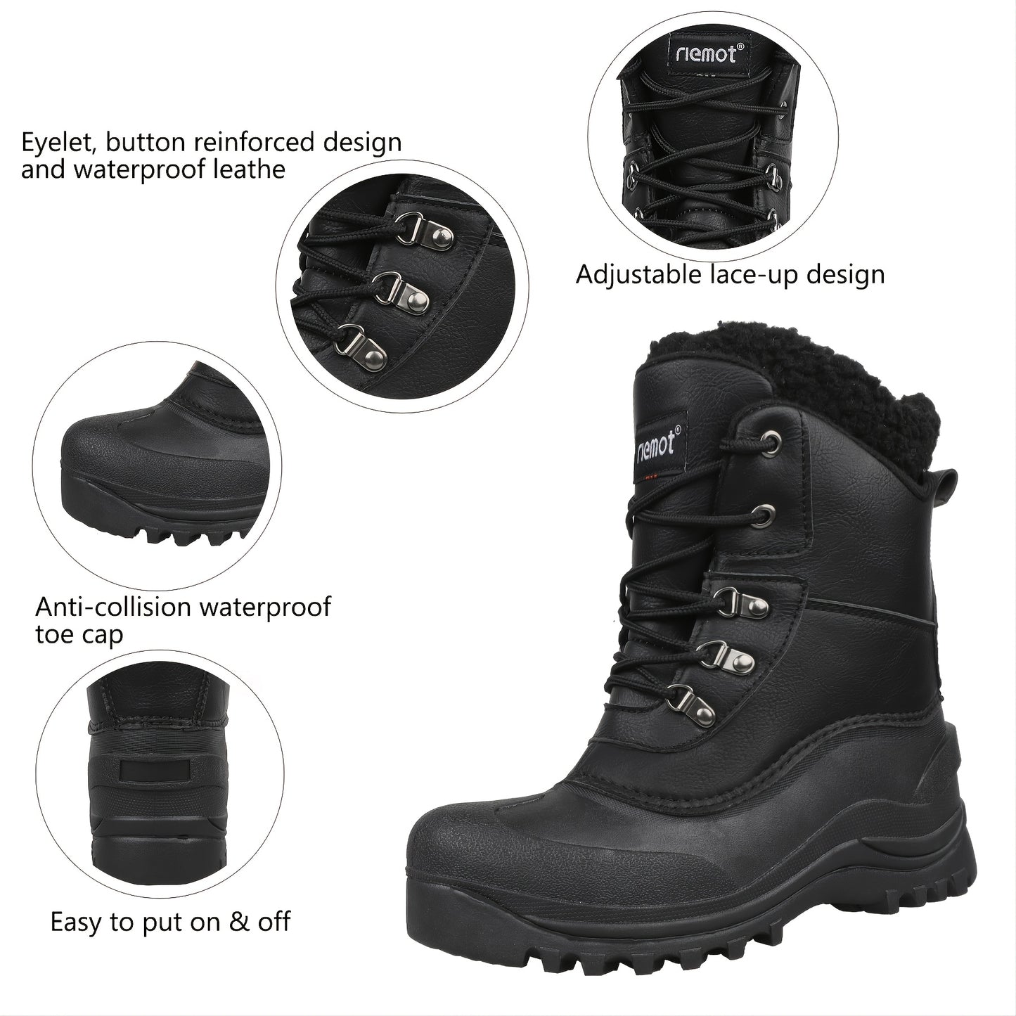 Warm Fleece Men's Snow Boots, Anti-skid Durable Comfortable Boots For Hiking Trekking Climbing
