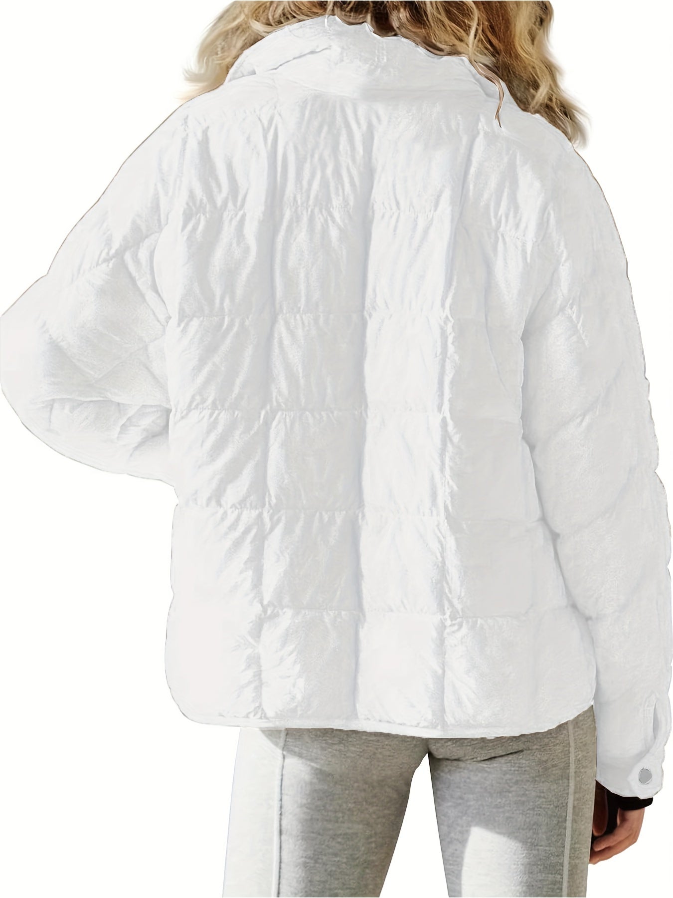 Zip Up Solid Coat, Casual Long Sleeve Winter Warm Versatile Outerwear, Women's Clothing