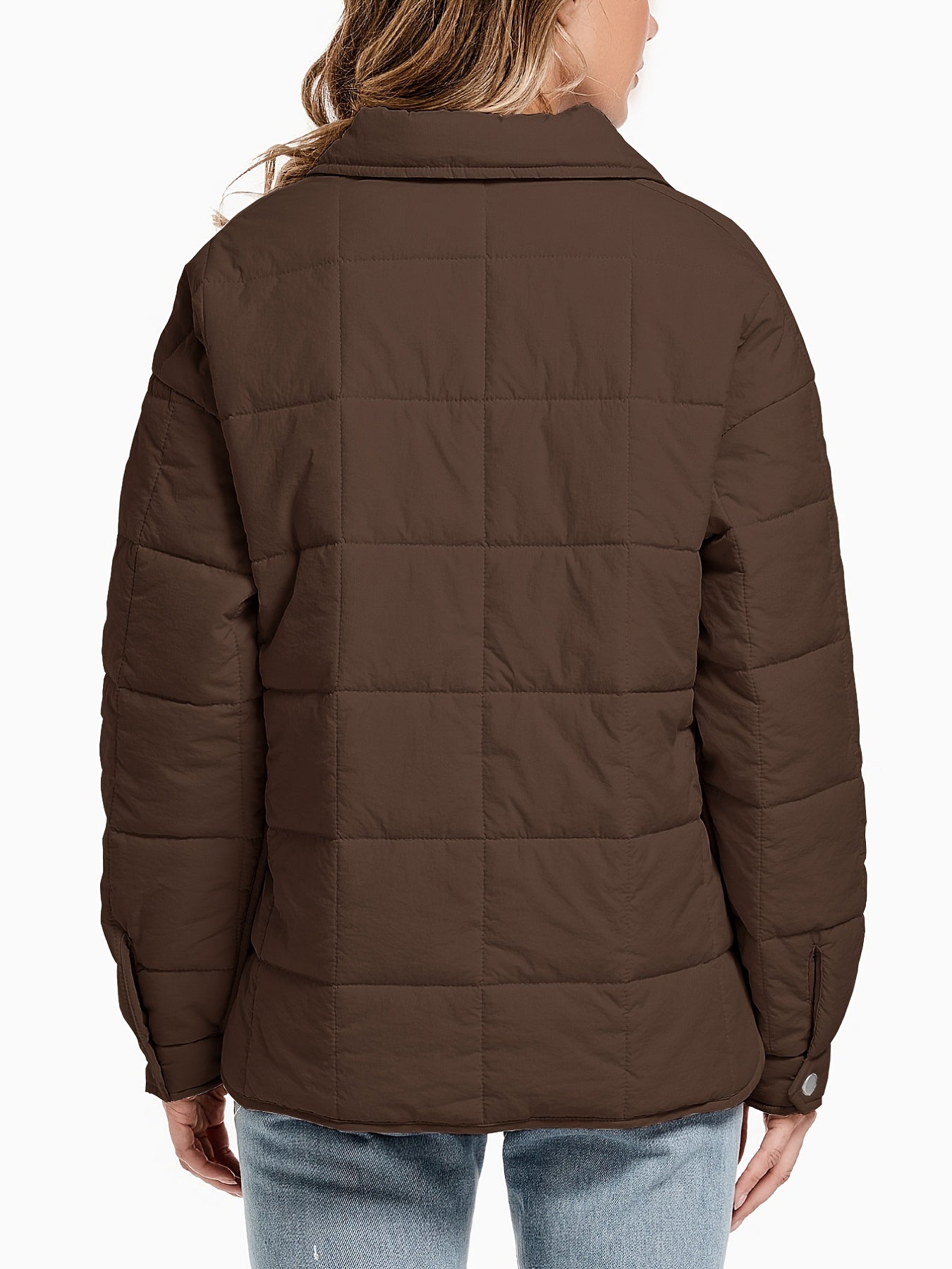 Zip Up Solid Coat, Casual Long Sleeve Winter Warm Versatile Outerwear, Women's Clothing