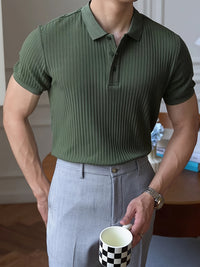 Men's Casual Shirt - Breathable Polyester, Solid Color with Button Detail, Perfect for Golf & Tennis