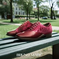 Bruno Marc Classic Glossy Velvet Men's Dress Shoes - Formal Oxford Lace-up Caden