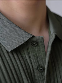 Men's Casual Shirt - Breathable Polyester, Solid Color with Button Detail, Perfect for Golf & Tennis