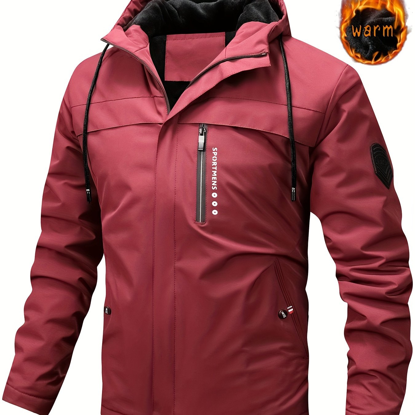 Men's Warm Fleece Casual Winter Hooded Jacket Coat For Outdoor Activities