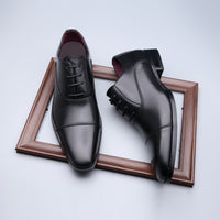 Men's Cap Toe Oxford Shoes, Comfy Non Slip Rubber Sole Lace Up Durable Formal Shoes, Men's Footwear