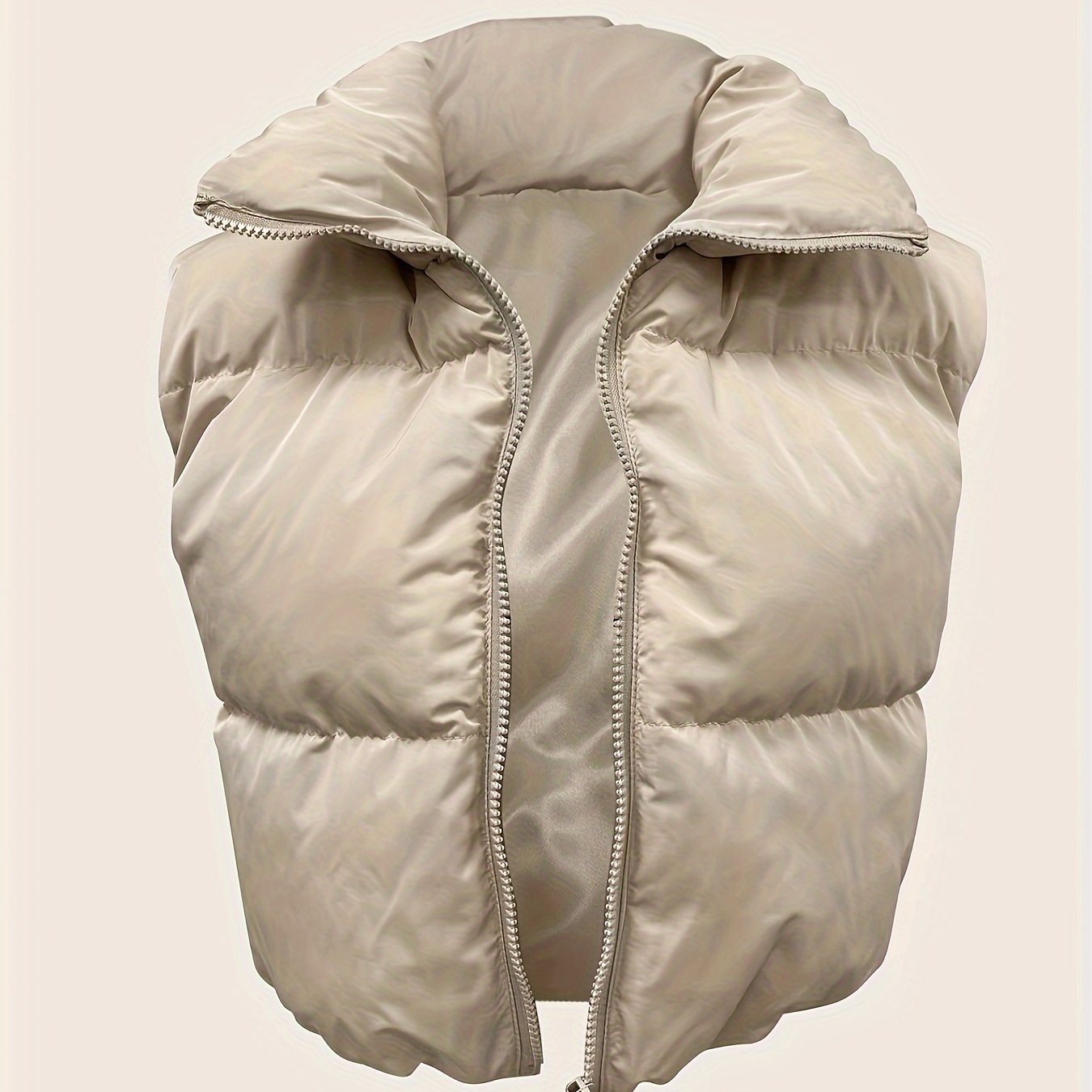 Stylish High Neck Sleeveless Vest Coat - Zip-Up, Casual, Solid Color, Women's Outerwear - Perfect for Daily Wear, Travel, and Outdoor Activities