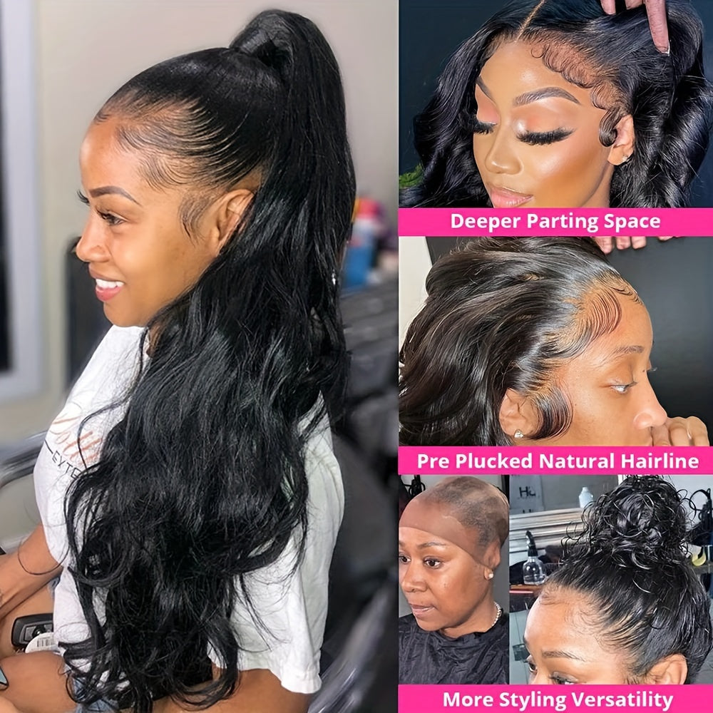 360 Lace Front Wigs Pre Plucked 150% Density Human Hair 360 HD Lace Frontal Wigs Body Wave Wig For Women With Baby Hair Natural Color (16-34 Inch, Natural Color)