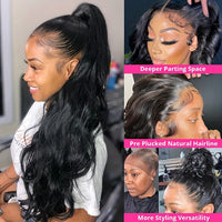 360 Lace Front Wigs Pre Plucked 150% Density Human Hair 360 HD Lace Frontal Wigs Body Wave Wig For Women With Baby Hair Natural Color (16-34 Inch, Natural Color)