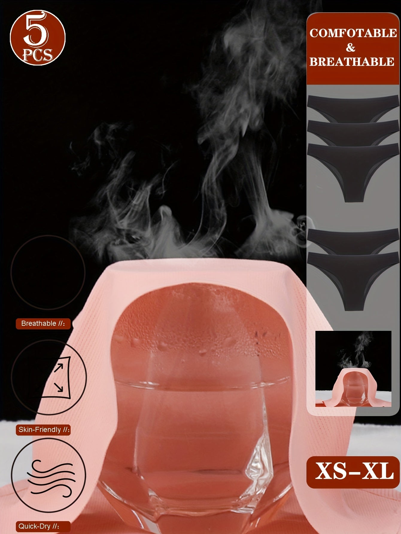 5pcs Women'S Seamless Bikini Underwear - Breathable, Quick-Dry, Comfort Fit, Low-Rise, Solid, 5 Styles for Everyday & Special Occasions, Bikini Bottoms, Everyday Underwear, Minimalist Design, Smooth Texture