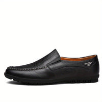[Comfortable Loafers] CLOHOO Men's Genuine Faux Leather Slip-On Loafers | Non-Slip Comfortable Casual Shoes with Round Toe, Black, Rubber Sole, Faux Cover Lining - All Seasons Durable Footwear, Sleek Loafer Design