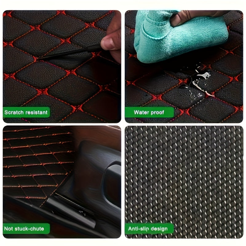 4pcs Universal Waterproof Car Floor Mats - Front & Rear - PU Leather Car Carpet Accessories - Interior Upgrade Car Accessories