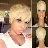 Ladies Wig Short Synthetic Blonde Pixie Haircut Wig