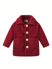 JOMAKE Girls' Winter Coat - Pastel Pink & Ombre Jacket with Button Front Closure, Soft Fleece-Lined Lapel Collar, Non-Stretchy Fabric for Everyday & Formal Events, Long Sleeve Casual Outerwear for School, Travel - Cute Korean