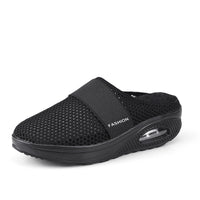 Women's Flying Woven Mesh Sandals, Casual Air Cushion Sole Mules, Breathable & Lightweight Mule Sneakers