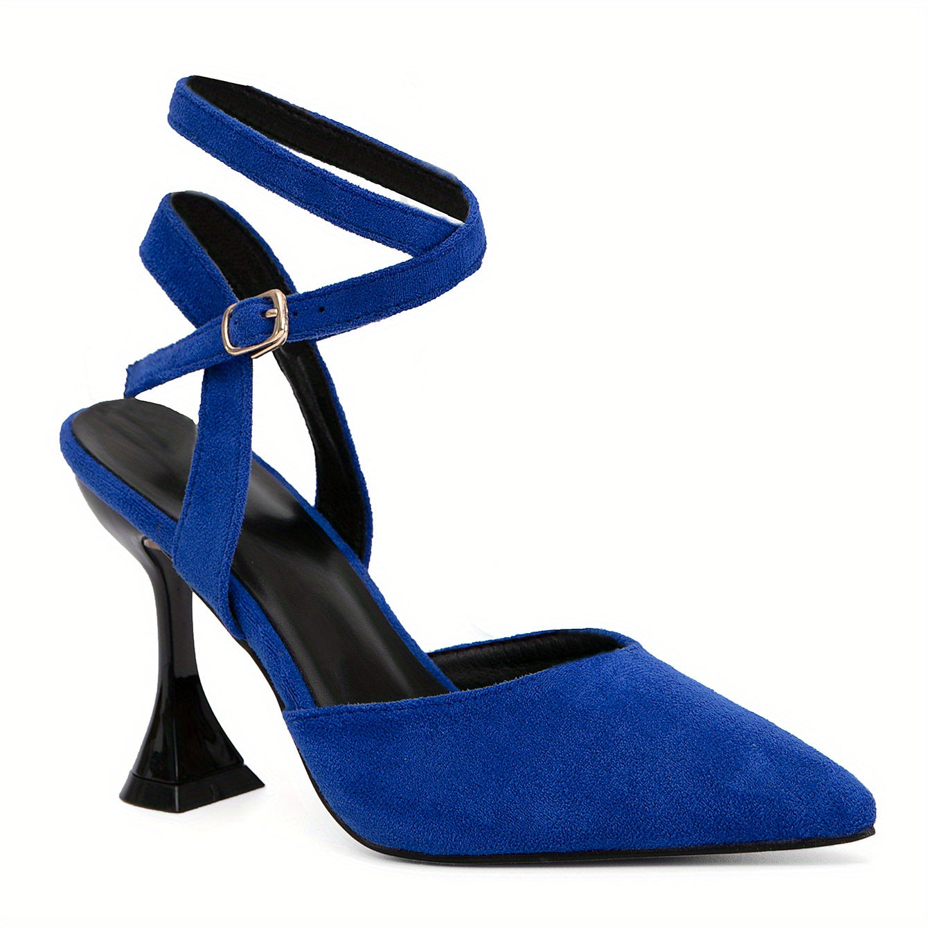 Women's Pointed Toe High Heels, Solid Color Crisscross Strap Slingback Sandals, Stylish Pyramid Heeled Sandals